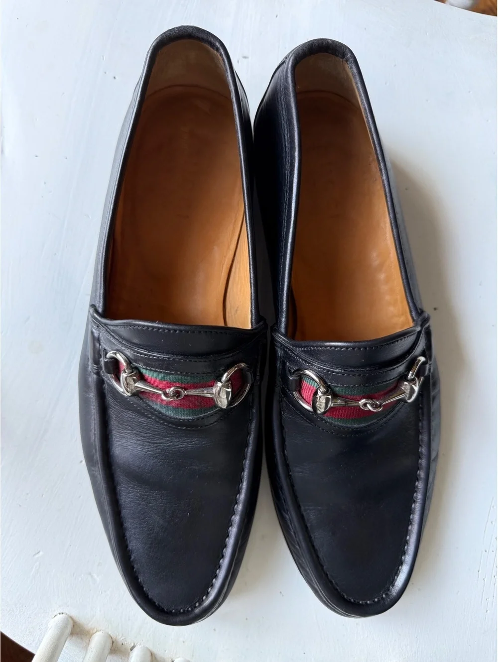 Gucci Men's Black Leather Horsebit Loafers Size 8D